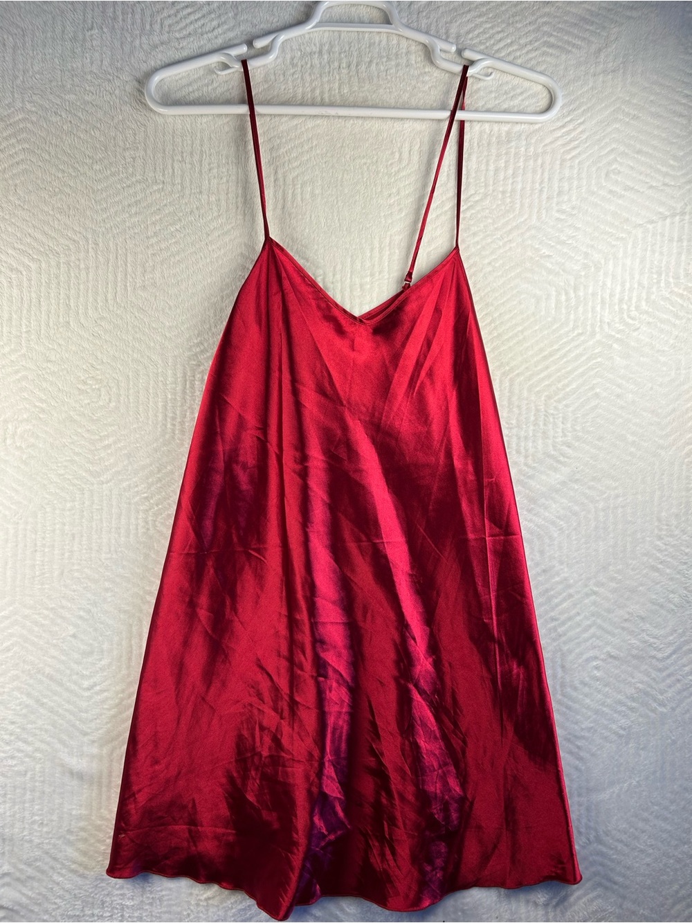 Vintage designer homecoming Red Slip Dress with Spaghetti Straps